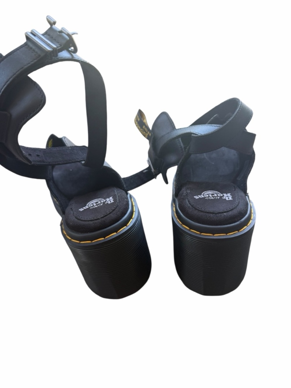 Dr. Martens Millee Chunky Leather Heels Open Toe Sandals Black Platform Women’s - Picture 14 of 16